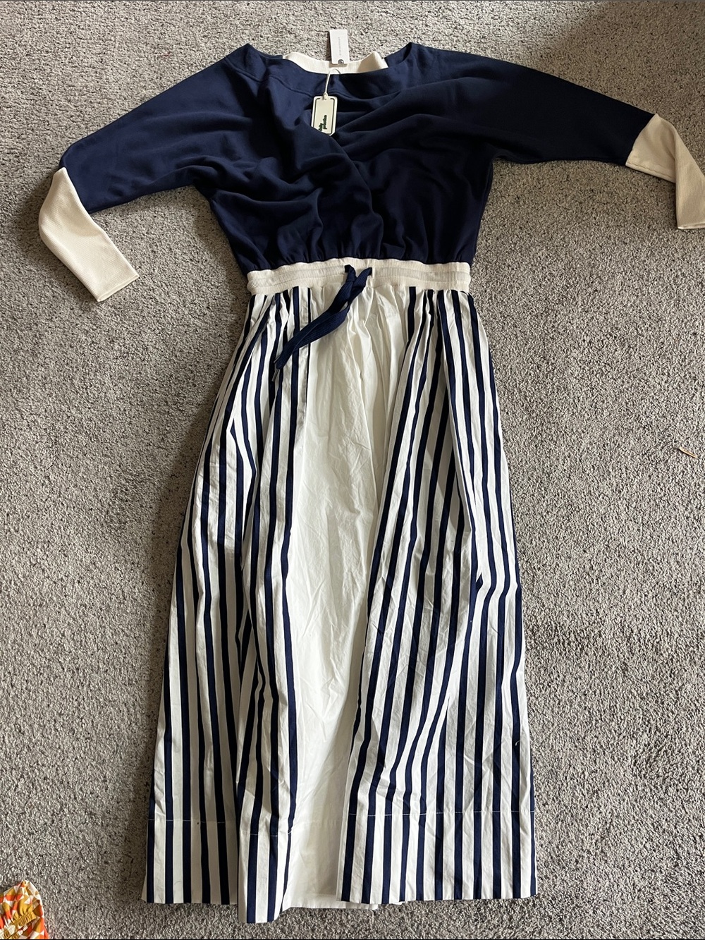 Anthropologie NWT fresh produce Navy and White Striped Maxi Skirt - Picture 2 of 6